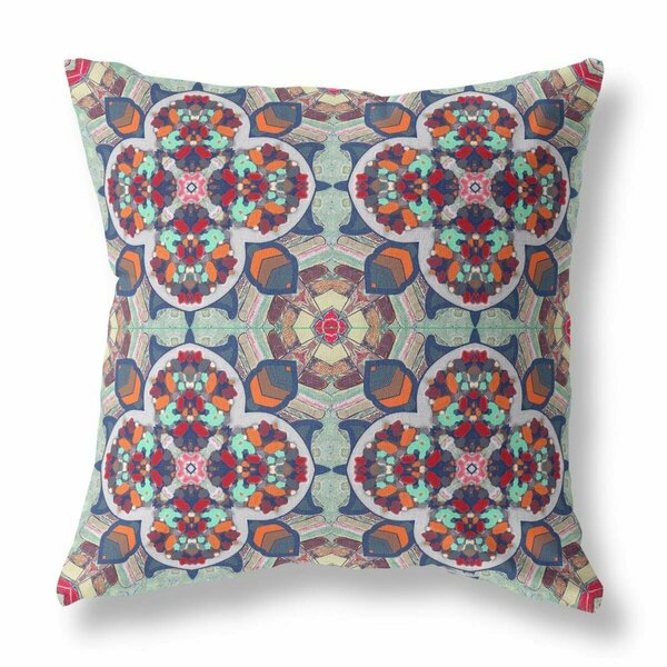 Palacedesigns 18 in. Cloverleaf Indoor & Outdoor Throw Pillow Muted Green & Orange PA3104205